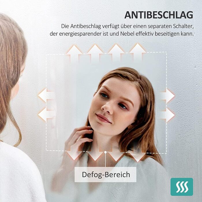 LED дзеркало для ванної кімнати EMKE, діаметр 80 см, з підсвічуванням, сенсорне керування, проти запотівання, годинник, температура, регулювання яскравості, пам'ять, нейтральне світло, чорний каркас