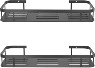 Душова полиця KKC без свердління, 2 шт. и душова полиця, тримач для шампуню, полиця для ванної кімнати, настінна полиця чорна