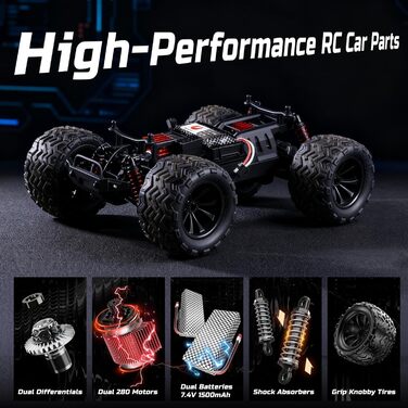 Радіокерований позашляховик DEERC 9205E 1:10 48 км/год 4WD з двома акумуляторами - іграшка для дітей та дорослих