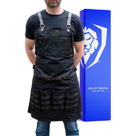 Фартук кухарський Dalstrong Professionelle Kochschürze – чорний, для приготування їжі та грилю, з регульованими лямками та сумкою для зберігання