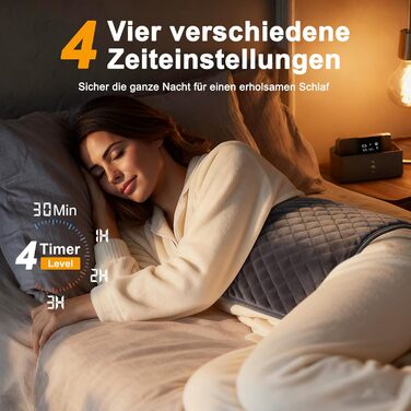 Електричний нагрівальний килимок XXXL (80x60 см) з автовимкненням, 6 температурних режимів, 4 таймери, для спини, плечей, живота, ніг, швидкий нагрів, можна прати в машині