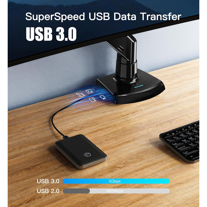 Кріплення для монітора HUANUO, 13-40 дюймів, регульований, USB, VESA 75/100 мм