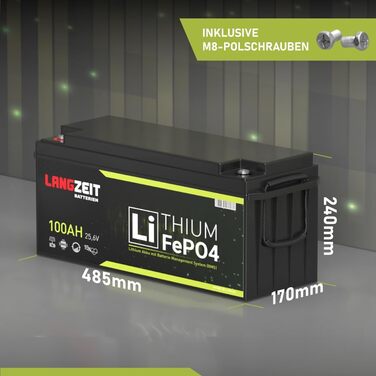 Акумуляторна батарея LiFePO4 12V 25Ah літієва батарея RV Сонячна батарея Літій-залізо-фосфатний сонячний ДБЖ замінює 20Ah 22Ah 24Ah 26Ah 30Ah (100Ah 24V)