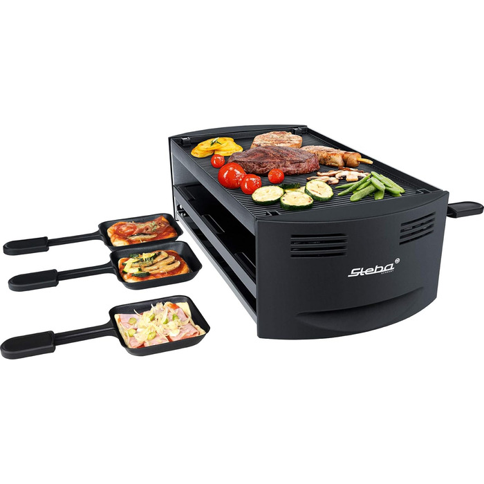 Steba Pizza-Raclette RC 6 Bake & Grill: піца, раклет, гриль, 6 антипригарних сковорідок, 1500W