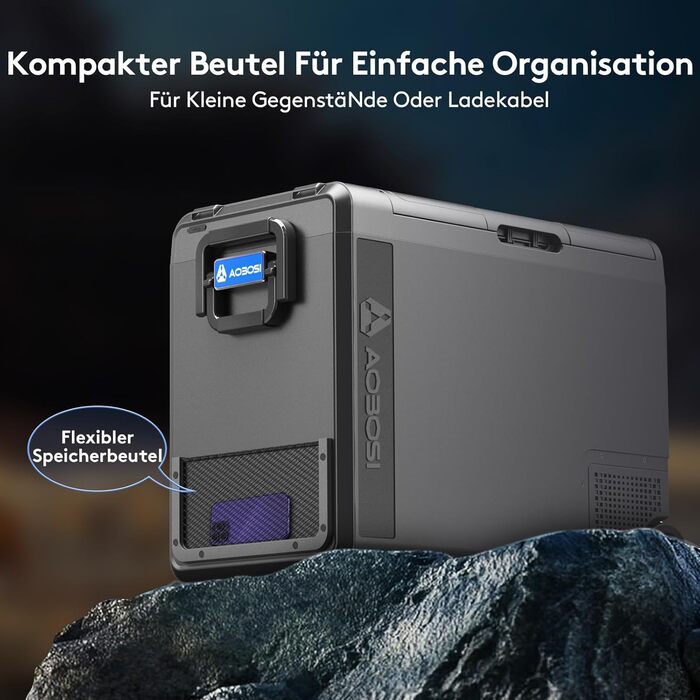 Автомобільний компресорний холодильник AAOBOSI 58L (-20°C/+20°C) з USB, 12/24V/230V для авто, вантажівок, човнів, кемпінгу та риболовлі, чорний