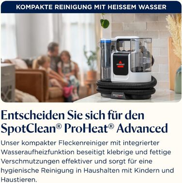 BISSELL SpotClean ProHeat Advanced - професійний мийник килимів та м'яких меблів, 1125W, з кабелем, 3924N