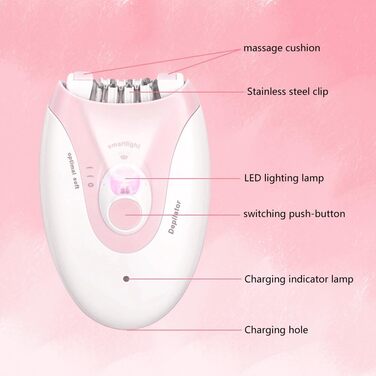 Епілятор для обличчя, Ніжний Акумуляторний епілятор зі світлодіодом для обличчя, пахв, ніг