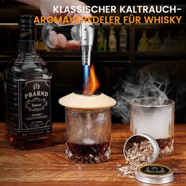 Набір для приготування віскі з димом: 6 смаків тирси, 2 склянки, форми для льоду, для віскі, бурбону, Old Fashioned, подарунок для чоловіків