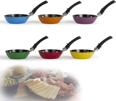 Змінна сковорода LUTEO для набору міні-вок 6 предметів - Змінна сковорода для раклету Настільний гриль Електричний гриль - Набір розширення Раклетна сковорода барвиста - Антипригарне покриття - Барвистий набір сковорідок вок
