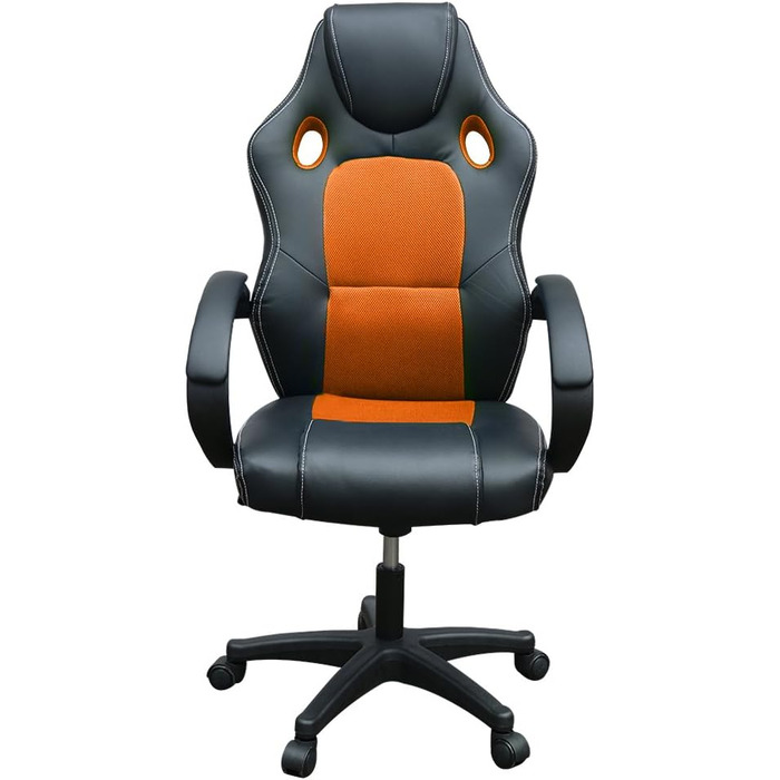 Офісне крісло Panana, стілець зі штучної шкіри сітки, ігрове крісло з високою спинкою, поворотні комп'ютерні крісла з регулюванням висоти (чорнийпомаранчевий)