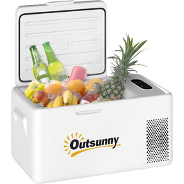 Електрична термохолодильник Outsunny 16.8 л з LED, 12/220V для авто, кемпінгу, кремово-білий