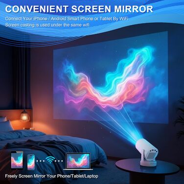 Портативний міні-проектор 4K з Wi-Fi 2.4/5G, Android 11, Full HD 1080P, HDMI, для телефону/ПК/ноутбука/Stick, зовнішній динамік (HY300Plus)