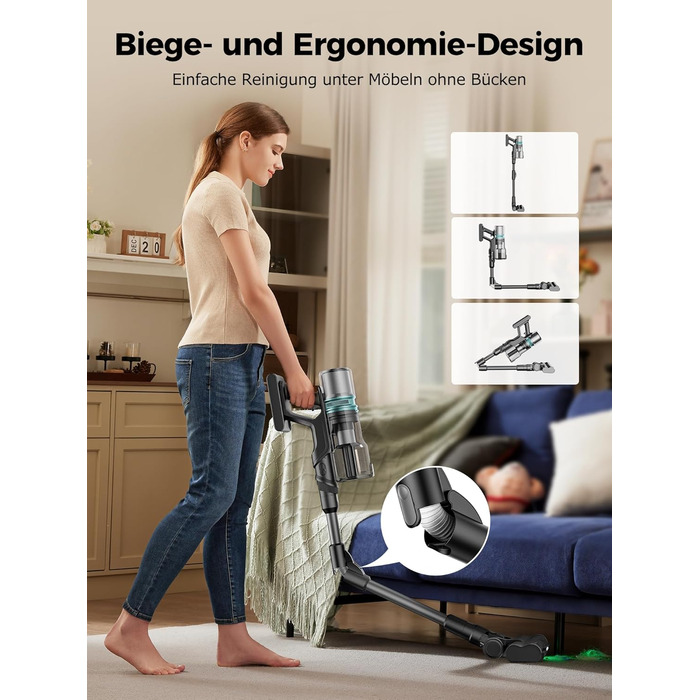 Бездротовий пилосос Proscenic P11 Ultra: потужний, легкий, з акумулятором 50 хвилин, сенсорний екран, антизаплутування, для дому, авто та видалення шерсті тварин (сірий)