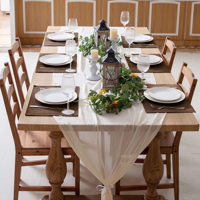 Набір з 8 підкладок під тарілки з льону, машинного прання, стійкі до нагрівання, без складок, товстий поліестер, для кухні та обіднього столу (темно-коричневий)