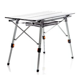 Складаний кемпінговий стіл Wiltec 90x53 см, алюмінієвий стіл-ролет з регулюванням висоти, навантаження до 30 кг, для відпочинку на природі та саду