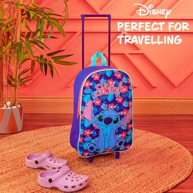 Дитяча валіза Disney Stitch, складний візок для ручної поклажі, легкий 39 x 27 см 10,5 літрів, 2 колеса та висувна ручка