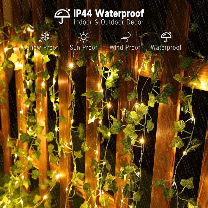 М, 8 режимів, стійкий до погодних умов для приміщення/вулиці, 192 LED Ivy String Light, 1,2x1,5