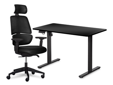 Комплект Mealux PowerDesk Lite Black + Leo Air Plus Black (арт. EVO-201 Lite B/B +Y 546 KB)