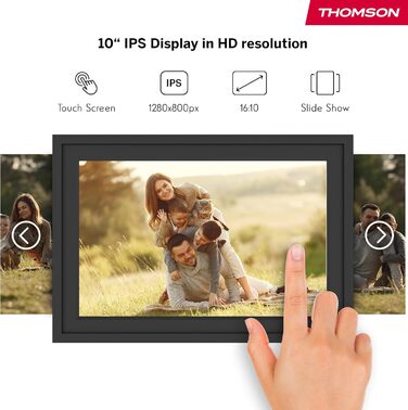 Фоторама Thomson Fotorahmen 10 дюймів: FHD IPS сенсорний екран, 32 GB, Wi-Fi, поворот, iOS/Android (Чорний)