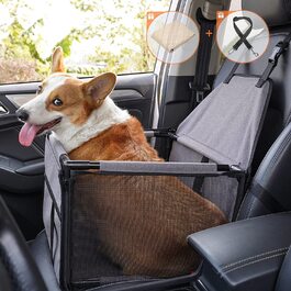 Автомобільне сидіння Snocyo для собак малого і середнього розміру, міцне автомобільне сидіння для собак з ременем безпеки і ковдрою для собак в дорозі, водонепроникний автомобільний ящик для перенесення, ящик для собак, 39x39x27 см, сірий S Сірий