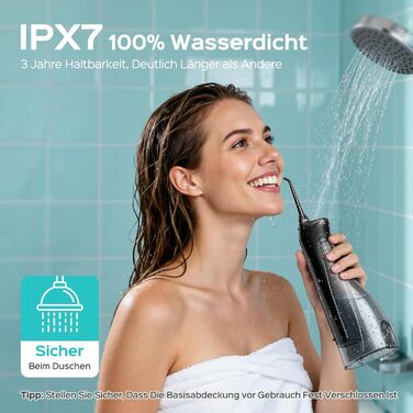 Портативна електрична душова насадка COSLUS: 300 мл, IPX7, 5 насадок, для догляду за порожниною рота, білий (чорний)