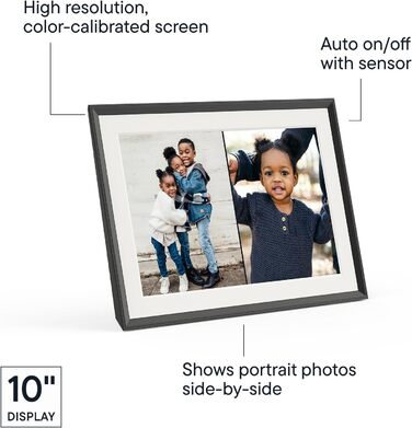 Цифровий фоторамка Aura Carver 10.1 дюйми HD Wi-Fi Cloud, Безлімітний хмарний простір, Віддалене завантаження фото - Gravel 10' - Чорний