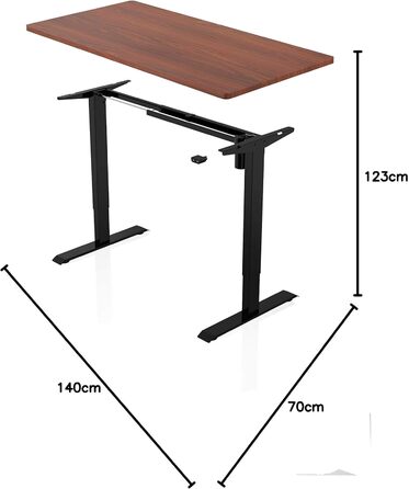 Електричний регульований стіл AGIL 140x70 см - білий каркас, стільниця горіх, з індивідуальним мотором, регулювання по висоті, ергономічний, сидячи-стоячи