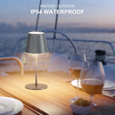 LED настільна лампа Lundwa з акумулятором, 26 см, 5000 mAh, 3W, 3000K, IP54, для кемпінгу, ресторану, спальні, бару (1 шт.)