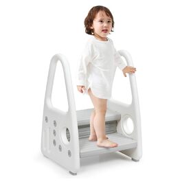 Триттхокер COSTWAY Kinder: 2-ступенева драбинка-табурет для дітей, пластик, сірий