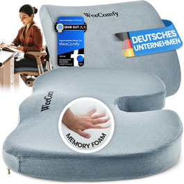 WeeComfy® Комплект подушок для сидіння та спини - ортопедичний набір - для підтримки правильної постави та покращення кровообігу при тривалому сидінні - до 100 кг (Сірий)