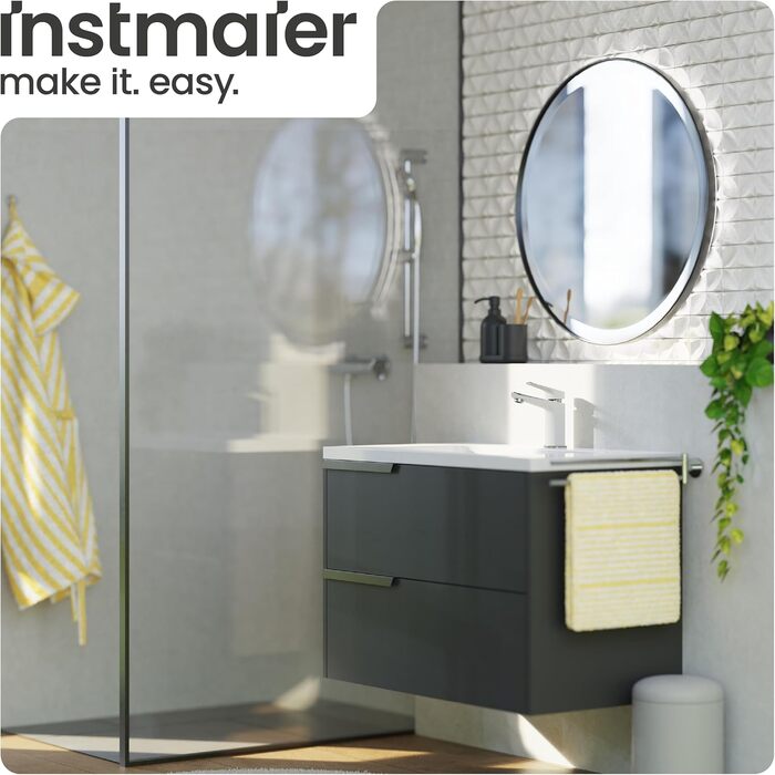 Змішувач для умивальника Instmaier Amelie | Змішувач для ванної кімнати | Однорідний змішувач з латуні (білий / хром)