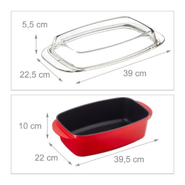 Каструля для тушкування Relaxdays з кришкою, червона