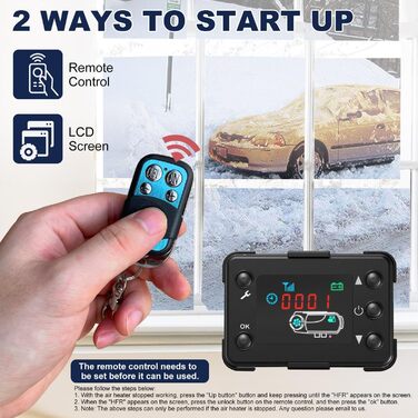 Дизельний повітряний опалювач Triclicks 12V 5KW для авто, RV, вантажівки, кемпера з LCD-дисплеєм та пультом керування (червоний + чорний)
