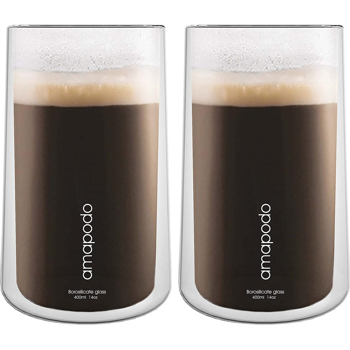 Латте для макіато (2 x 400 мл) склянки для кави з подвійними стінками-подарунки для жінок-Дизайн чашок для капучіно