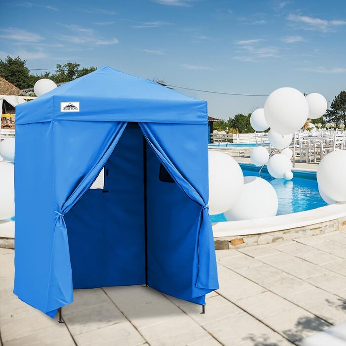 Розкладана переодягальня Eagle Peak Flex Ultra Compact - 1.2 x 1.2 м (5x5 ft), для басейну, фотосесій, кемпінгу, біла/світло-блакитна