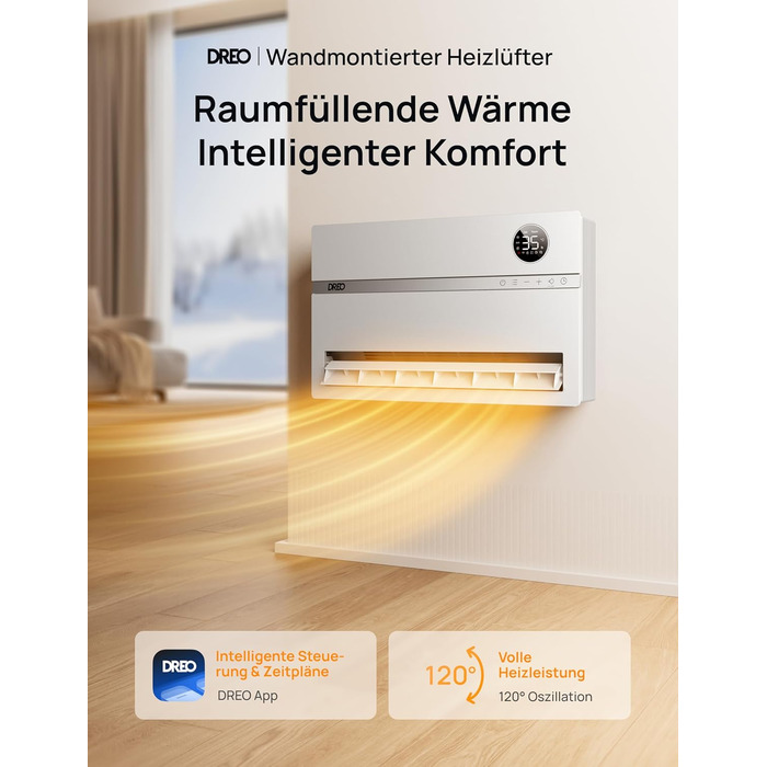 Електричний конвектор Dreo Smart Heizung: 2000W, з пульт та app, осциляція 120°, 5 режимів, таймер 24г, PTC кераміка, термостат