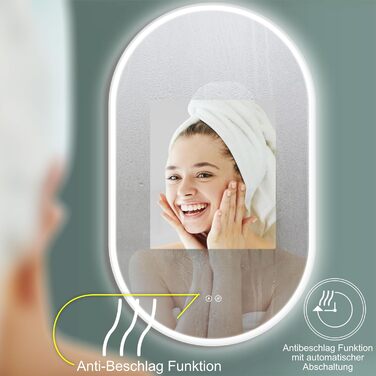 Дзеркало для ванної кімнати HOKO круглої форми 80 см з підсвічуванням, антизапарюванням, рамкою, сенсорним вимикачем з пам'яттю та регулюванням кольору світла (2700-6500K)