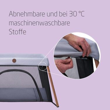 Дитяче ліжко-манеж Maxi-Cosi Iris2 2-в-1, 0-3 роки, до 15 кг, сірий, компактне, легке, з розширеною матрацом