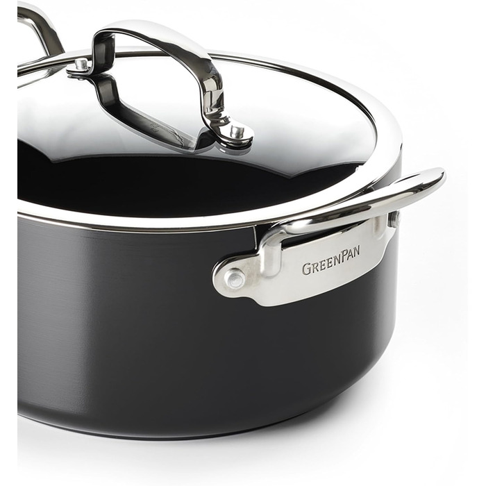 GreenPan Barcelona Каструля з нержавіючої сталі з антипригарним покриттям Ceramic 24 см, 5.1 л з кришкою, без PFAS, для індукційних плит, сумісна з духовкою