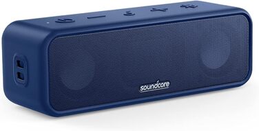 Soundcore 3 Bluetooth Портативна Колонка: Стерео Звук, Titan Membrana, BassUp, 24 год, IPX7, EQ, для дому та на вулицю (Чорний)