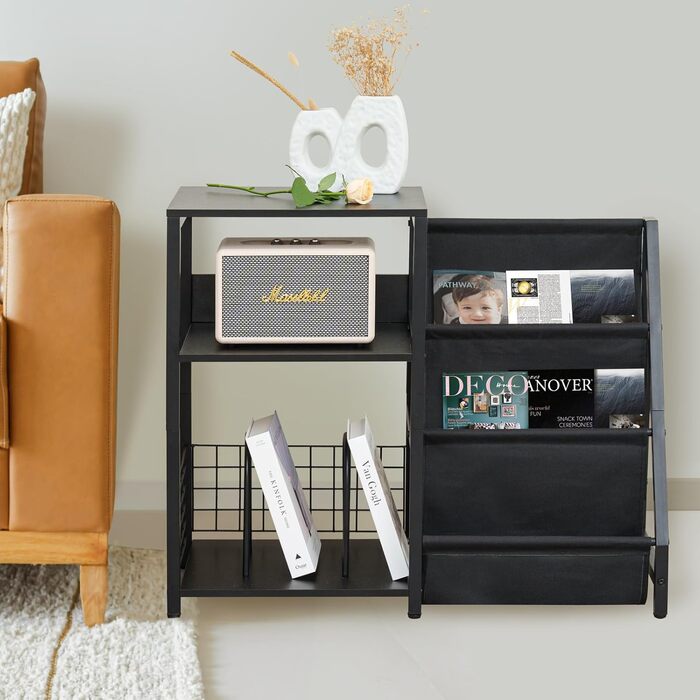 Стійка для програвача вінілу з 3-ярусним зберіганням для 200 альбомів, металевий каркас, CD та Record шафа, стійка для програвача та дерев'яна шафа для платівок для вітальні, кімнати відпочинку