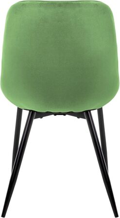 Крісла для обідньої зони ML-Design: обідні крісла з підлокітниками та спинкою, темно-зелені, з велюровим сидінням та металевими ніжками (4 шт.)