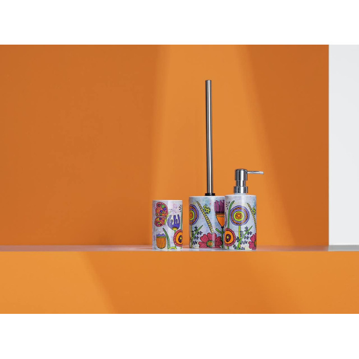 Багаторазовий керамічний дозатор-насос об'ємом 360 мл для рідкого мила, засобу для миття посуду або дезінфікуючого засобу з барвистим квітковим луговим мотивом, 8,5 х 18 х 7 см