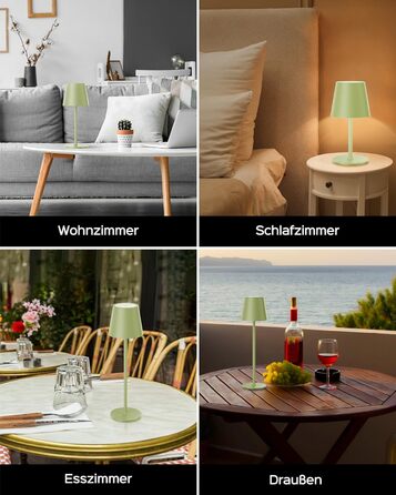 LED-лампа настільна Jackyled бездротова, перезаряджувана, 5000mAh, 3 рівня висоти, 3 температури кольору, регульована яскравість (зелена, 1 шт.)