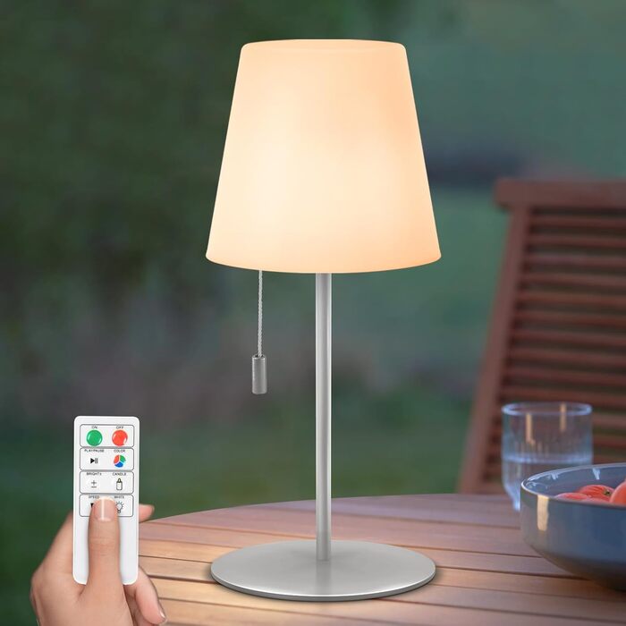 Світлодіодна настільна лампа Outdoor Dimmable RGB Color Change Бездротова USB-акумуляторна батарея IP44 (срібло)