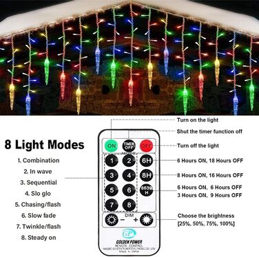 EASTERNSTAR Льодогенератор світлодіодна гірлянда 20м, 200 LED, тепле біле світло, водонепроникна, для декору саду, вечірки, весілля, Різдва