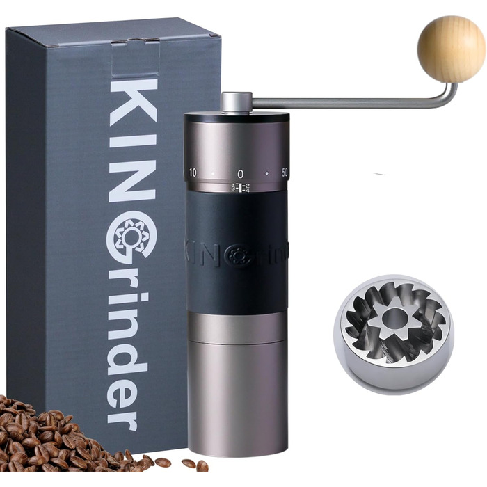 KINGrinder K6 - ручна кавомолка з 200 налаштуваннями помелу для Aeropress, French Press, Drip, Espresso, об'єм 25-35г