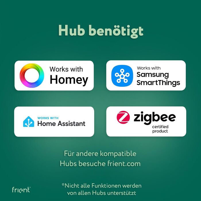 Інтелектуальний димовий сповіщувач Frient | Бездротовий, Zigbee, сумісний з SmartThings, Home Assistant, Homey Single | EN 14604, DIN 14674