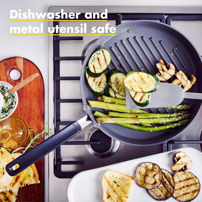 GreenPan Levels сковороди з антипригарним покриттям, 26см та 30см, без PFAS, сковорода-гриль 28см сіра