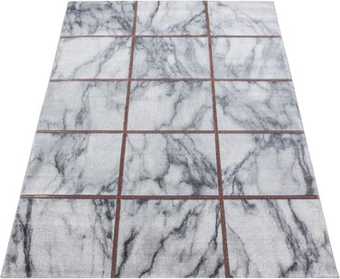 Дизайнерський килим з низьким ворсом, Skandi Marble Look, Сірий/Сріблястий, 160x230 см, Легкий догляд, 24